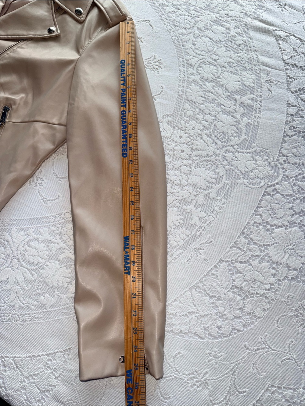 Sam Edelman woman’s Faux Leather Moto Jacket Beige Tan Cream Size XL - Picture 8 of 16